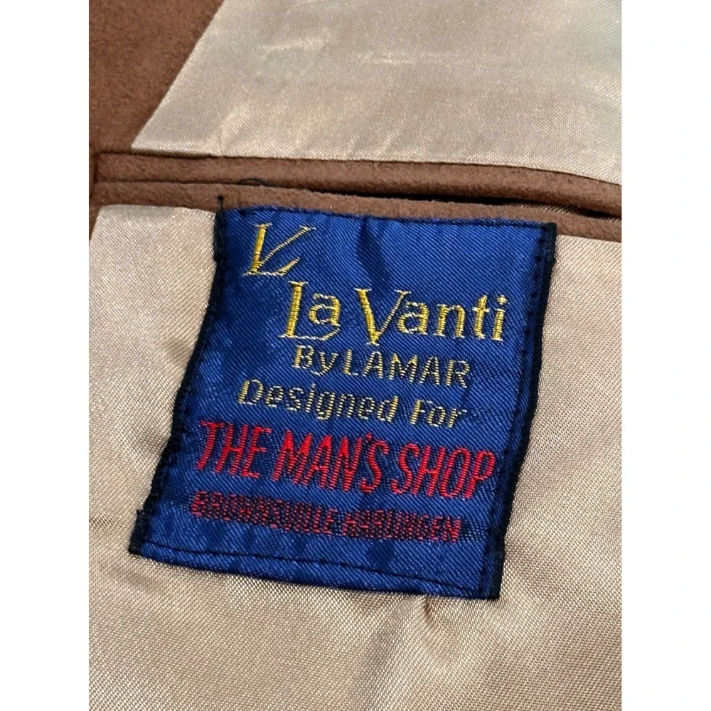 Vintage Mens Cognac Faux Suede Blazer Two Button Sport Coat Brown Size 39RG NWT